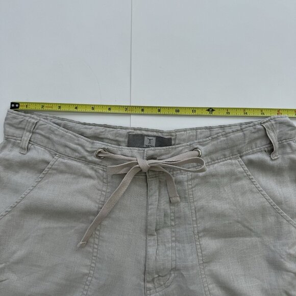 Tristan 100% Linen Capri Pants size medium drawstring waist - Picture 3 of 9